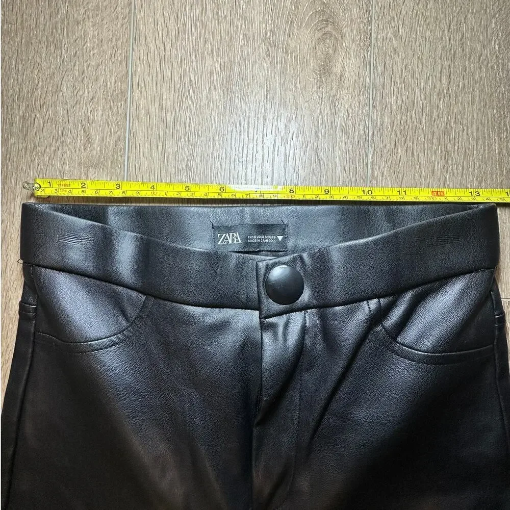 Zara High Waist Faux Leather Bootcut Pants Black Spring Style Size‎ Small